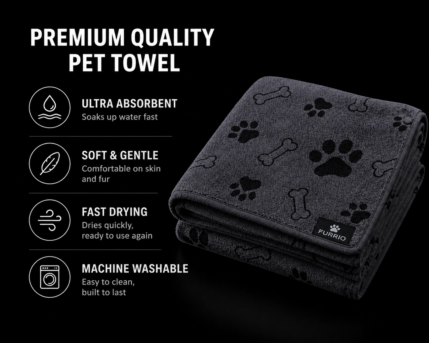 FURRIO Quick-Dry Pet Towel